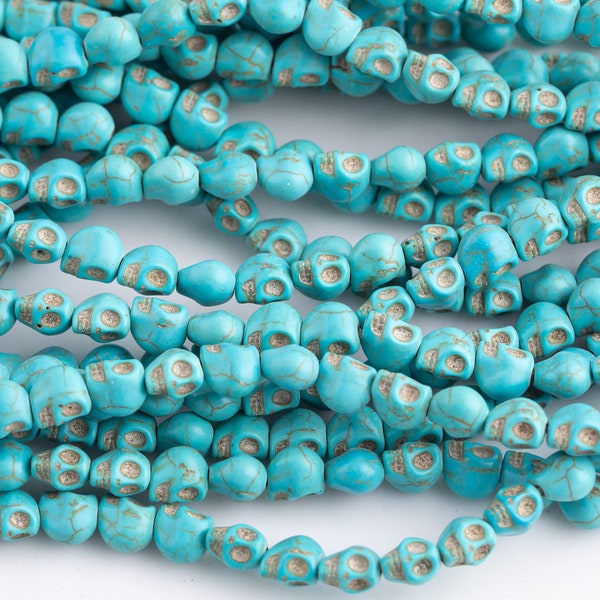 Blue Howlite Turquoise Skull Beads 6mm 6x8mm 15.5" Strand