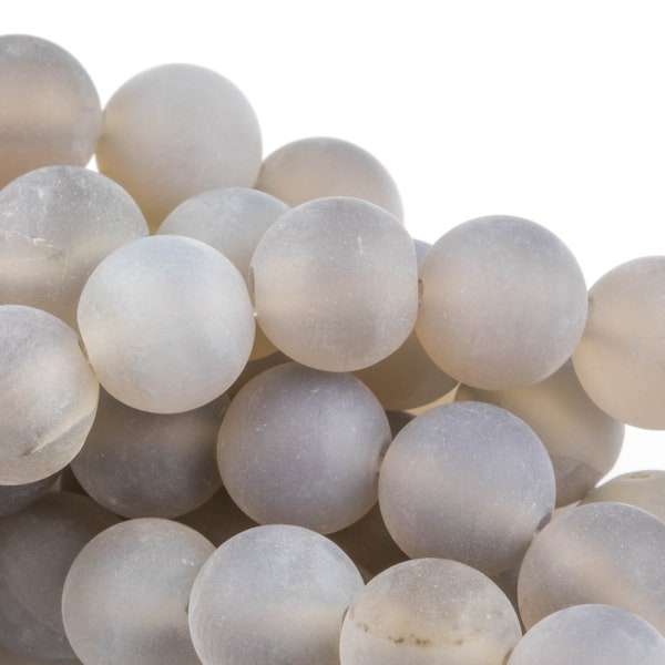 Natural Gray Agate, High Quality in Matte Round- 4mm, 6mm, 8mm, 10mm, 12mm Gemstone Beads