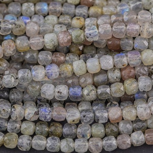 Natural Labradorite Faceted Cube Beads Size 4-5mm 15.5&quot; Strand