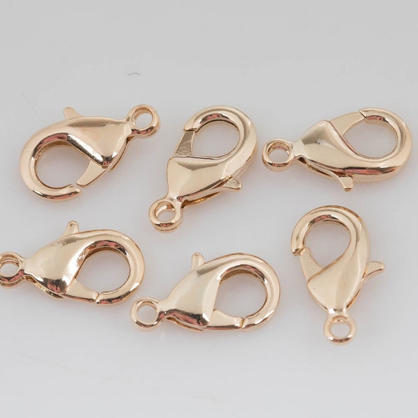 6pc 18k GOLD PLATED LOBSTER Clasps 10mm 12mm 14mm 18K Gold Plated Lobsters Closures Hooks