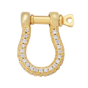 1 pc Gold  Screw clasp lock, U bolt Anchor Shackle, Gold Nautical Clasps, Anchor Necklace, Bracelet Clasp Supply- 16x21mm