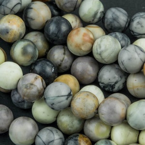 Natural Silver Picasso Jasper Beads Grade AAA  Round 6mm, 8mm, 10mm, 12mm  Smooth Gemstone Beads