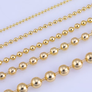 16&quot; 14K DAINTY NECKLACE CHAIN Gold for Layering -Ball  Chain 16&quot; w/ 2.5&quot; extender chain
