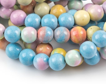 Natural Candy Stone beads,  Round, Full Strand, 4mm, 6mm, 10mm, or 12mm beads AAA Quality  Smooth Gemstone Beads