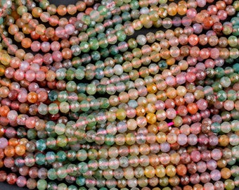 Natural Multicolor Watermelon Pink Blue Green Tourmaline Micro Faceted 3mm Round Gemstone Beads 15.5" Strand