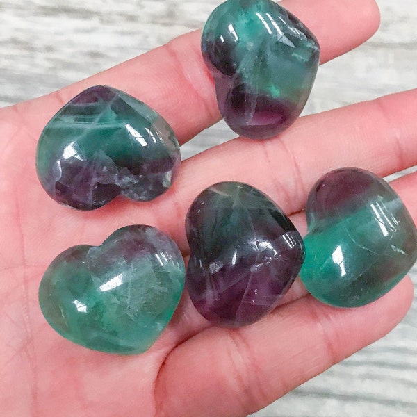 Rainbow Fluorite Stone Shaped Heart Healing Stones