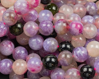Rare Natural Pink Purple Flower Lepidolite 6mm 8mm Round Beads