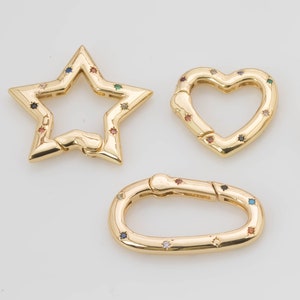 Spring PushGate Clasps Clasp 14K Gold Plated  Closure Star Heart Oval - 1 piece per order