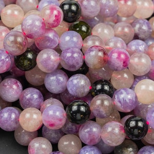 Rare Natural Pink Purple Flower Lepidolite 6mm 8mm Round Beads