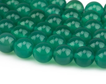 Natural EMERALD GREEN ONYX Beads  Round - Grade A - 6mm 8mm 10mm 15.5" 1 strand or bulk pricing Smooth Gemstone Beads