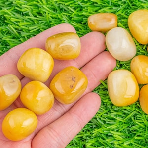 1 pc Natural Yellow Jade Medium Large Tumbled Stone- 0.8-1.5 inch