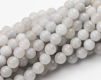 Light Gray Jade Matte Round 4mm 6mm 8mm 10mm 12mm - Single or Bulk - 15.5"