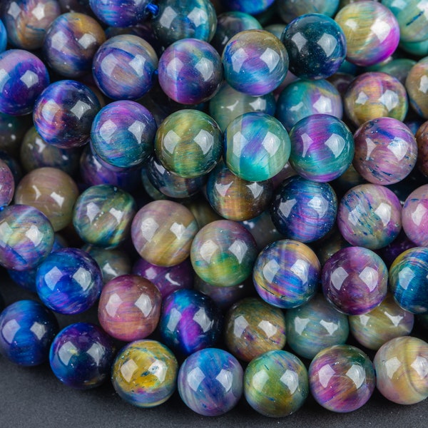 Multi tiger's eye beads tiger eye Multicolor 4mm 6mm 8mm 10mm 12mm round bead . green blue purple multi color Great quality full strand 15.5