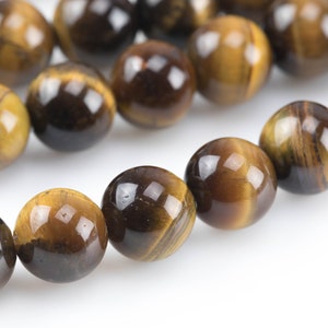 Tigers Eye Beads A Quality Tiger's Eye Tiger eye Smooth Round Beads, Full Strand 4mm 6mm 8mm 10mm 12mm 14mm -  Full 15.5 Inch Gemstone Beads