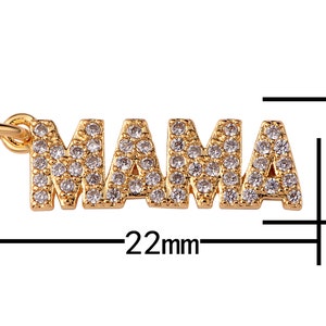 1 pc- 18kt gold Plated Mama Micro Pave Charm for Mother day Gift Bracelet Necklace Earring Component- 5x22mm