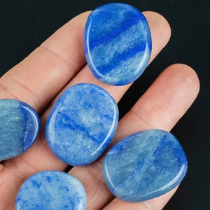 Pequeños discos planos de aventurina azul natural, piedras curativas de aproximadamente 1 pulgada de diámetro, precargadas.
