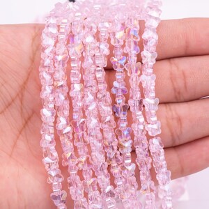 Small Butterfly Pink AB Crystal Beads 1 Full Strand