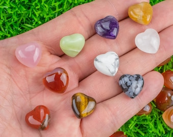 1 Pc Natural Assorted Heart Shaped Healing Stones Gemstone Hearts Healing Stones-15mm- .5 inches Small Heart valentine's day gift