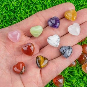 1 Pc Natural Assorted Heart Shaped Healing Stones Gemstone Hearts Healing Stones-15mm- .5 inches Small Heart valentine&#39;s day gift