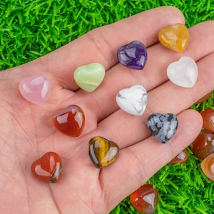 1 Pc Natural Assorted Heart Shaped Healing Stones Gemstone Hearts Healing Stones-15mm- .5 inches Small Heart valentine's day gift