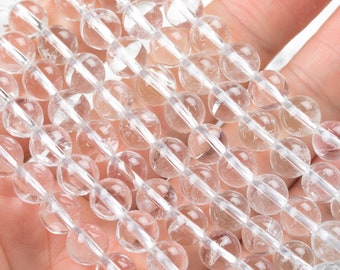 Natural Peruvian Clear Quartz Beads High Quality in Round- Full 15.5 Inch Strand Smooth Gemstone Beads