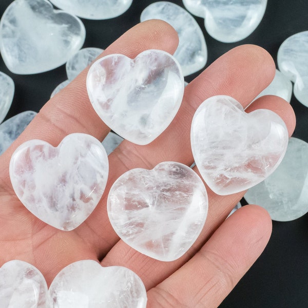 1 Pc Clear Quartz Heart Hearts- 0.8