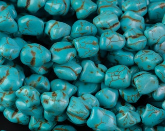 Magnesite Turquoise Nuggets Gemstone Beads- 15 inches- 10mm