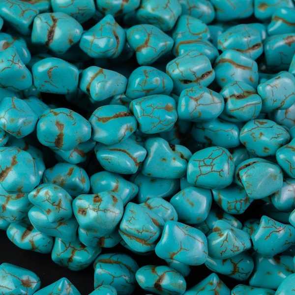 Magnesite Turquoise Nuggets Gemstone Beads- 15 inches- 10mm