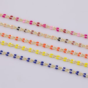 Dainty Multi color Enamel Rolo Cable Paperclip Chain by Yard, Link Cable Thick Elongate Chain, Wholesale bulk Roll Chain Jewelry