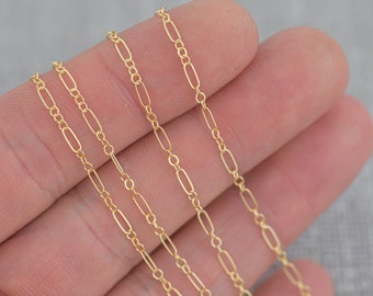 Gold Filled Italian 2.2x5.5mm, Italian 3 to 1 links, Wholesale, USA Made, Chain by foot