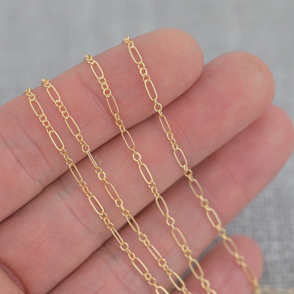 Gold Filled Italian 2.2x5.5mm, Italian 3 to 1 links, Wholesale, USA Made, Chain by foot