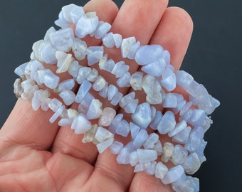 Blue Lace Agate Stretchy String Bracelet Natural Gemstone Chips Bracelets Bracelet Crystal Bracelet