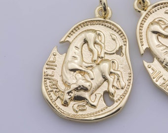 2x Bull Custom Medallion Logo Coin Gold &Black Color Decor Inlay Taurus Grips 