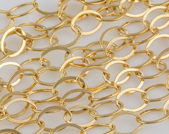14K Solid Gold 2.0 mm Lip Chain By the Inch | Gold Permanent Jewelry Chains | Wholesale Bulk Chains for Jewelry Making