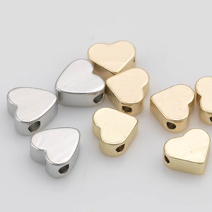 8pc 18K Gold Heart Bead- 8 pieces per Order- 8mm