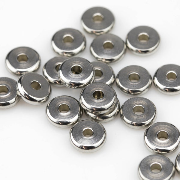 Stainless Steel Polished Beads Roundel Spacers 4mm 6mm 8mm 10mm