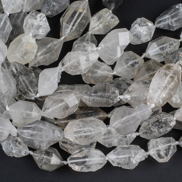 Natural Herkimer Diamond Quartz  Natural Shape beads. 15.5 inch strand One full strand- size and number of pieces in description