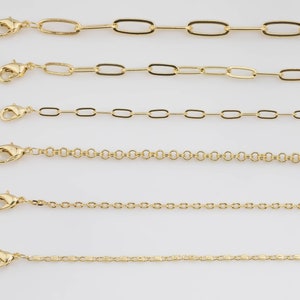 14k Gold Necklace Chains for Layering - Paperclip Chain Oval Chain Rolo Chain 16" 17" 18" 19" 20" 22" 23" with 3" extender chain