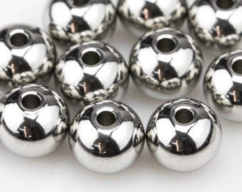 Stainless Steel Polished Beads - Round Seamless Solid Beads - All Sizes 4mm 6mm 8mm 10mm