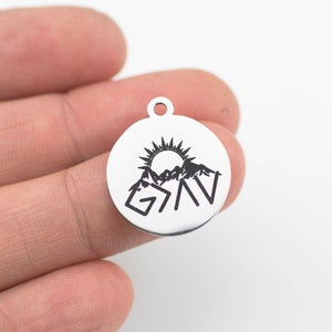 Stainless Steel Charms -- God is Greater Than The Highs And Lows  - Laser Engraved Silver Tone - Bulk Pricing