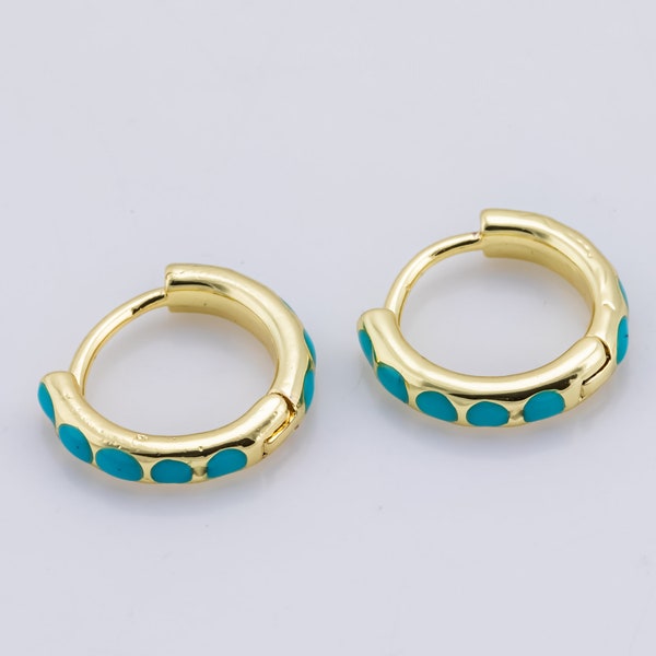 Turquoise Hoop Earrings • turquoise gold cartilage hoop • turquoise huggie hoop earrings • Something Blue Jewelry