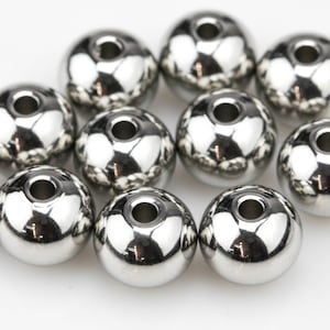 Perline in acciaio inossidabile lucido - Perline rotonde piene senza giunture - Tutte le dimensioni 4 mm 6 mm 8 mm 10 mm