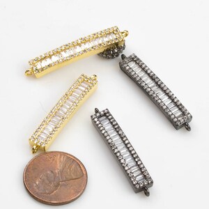Cubic Zirconia Rhinestone Pave Bar- Baguette CZ 6*25mm  cz Flat bar p13g117 p13g118