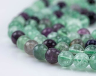 Perles de fluorite arc-en-ciel naturelles de qualité AAA rondes, 6 mm, 8 mm, 10 mm, 12 mm - brin complet de 15,5 pouces brin de qualité AAA lisse
