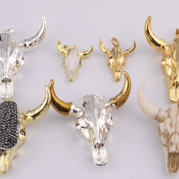 Cow Heads Selection Buffalo Head Bison Bull Longhorns Texas UT Horns Texans Charm Cowhead Pendant Cow