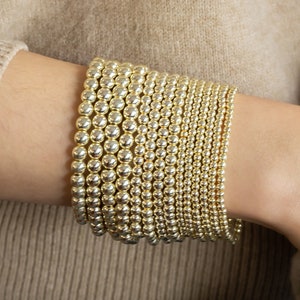 14k Dainty Light Gold Hematite Bracelet | Gold Bead Bracelet | Gold Ball Bracelet | Gold Hematite Beaded Bracelet