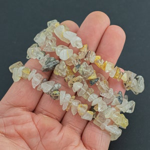 Natural Gold Rutilated Quartz Stretchy String Bracelet Natural Gemstone Crystal Bracelets Handmade Jewelry Bracelet