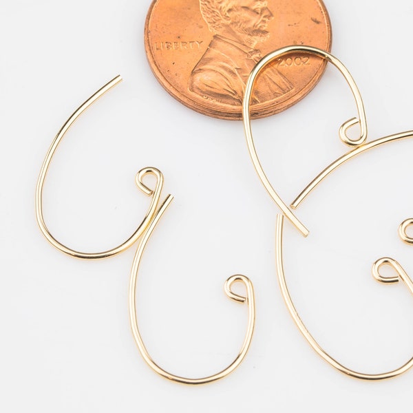 Gold Filled Bass Clef Ear wire Ball End- 14/20 Gold Filled- USA Product-20mm- 4 pieces per order- 2 pairs
