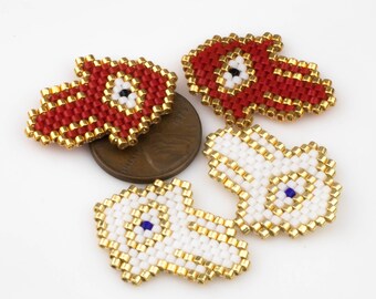 Evil Eye Patches- Hand Made Miyuki seed beads- Average size 20x27mm long- 2 pieces per order
