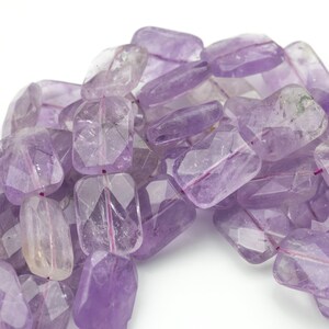 Natural Pink Amethyst- Faceted Rectangle Beads- High Quality- 3 sizes- Full Strand 16&quot; - 22 Pieces Gemstone Beads